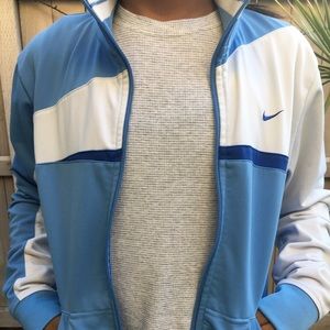 Women's White and blue Nike track jacket
